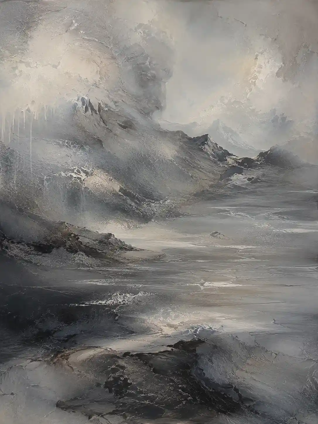 Minimal abstract landscape of merging sky ocean and earth