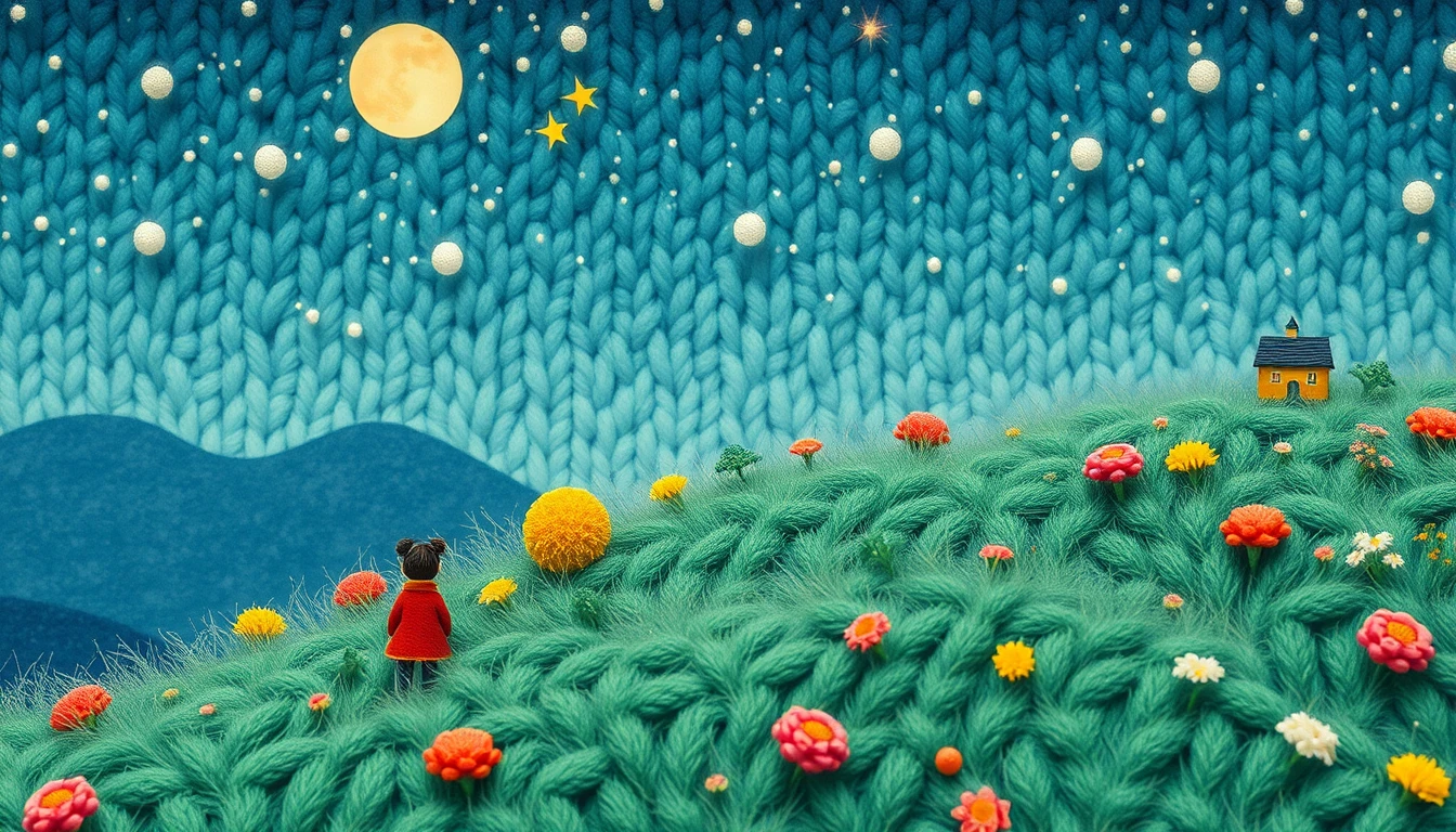 Whimsical miniature landscape with playful fantasy characters