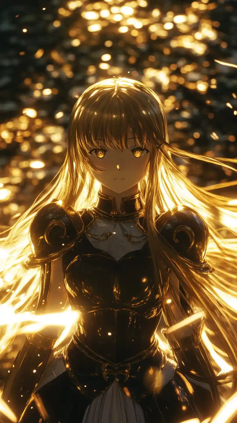 Playful Anime Knight Girl With Golden Hair Bound Hands