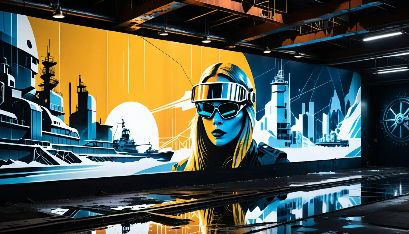 Femme fatale mural on a rusted arctic icebreaker hull