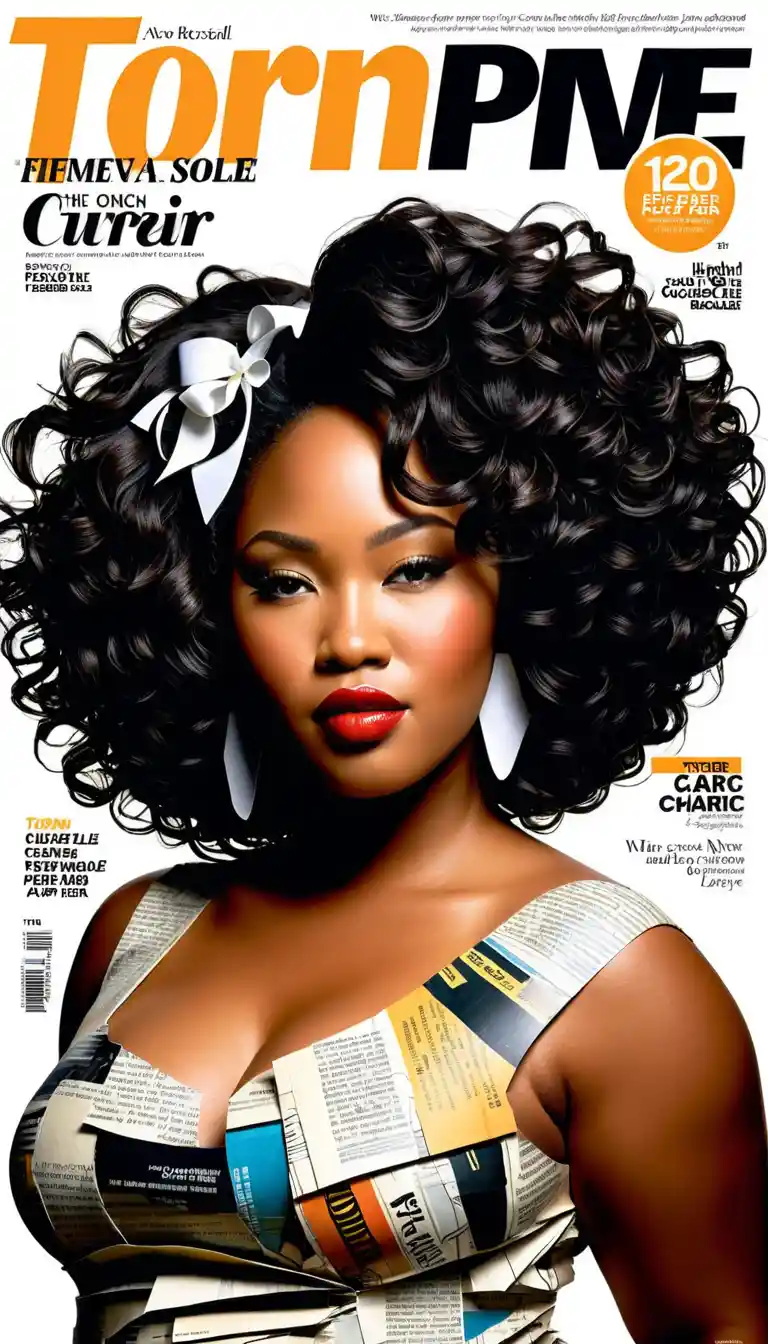 Elegant paper collage of a curvy black woman figure