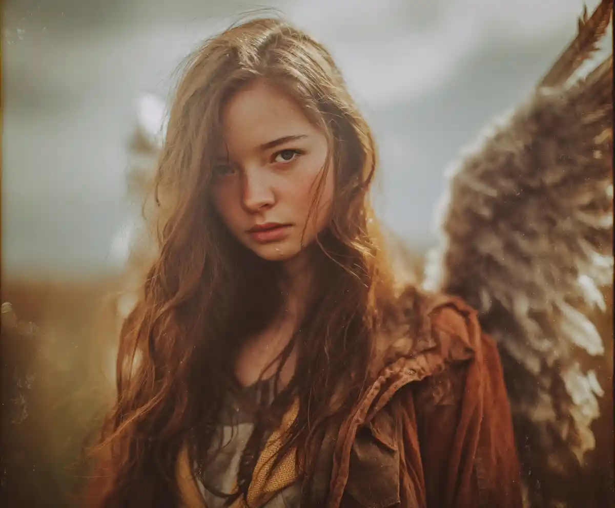 Unconventional angel in soft nostalgic film inspired tones