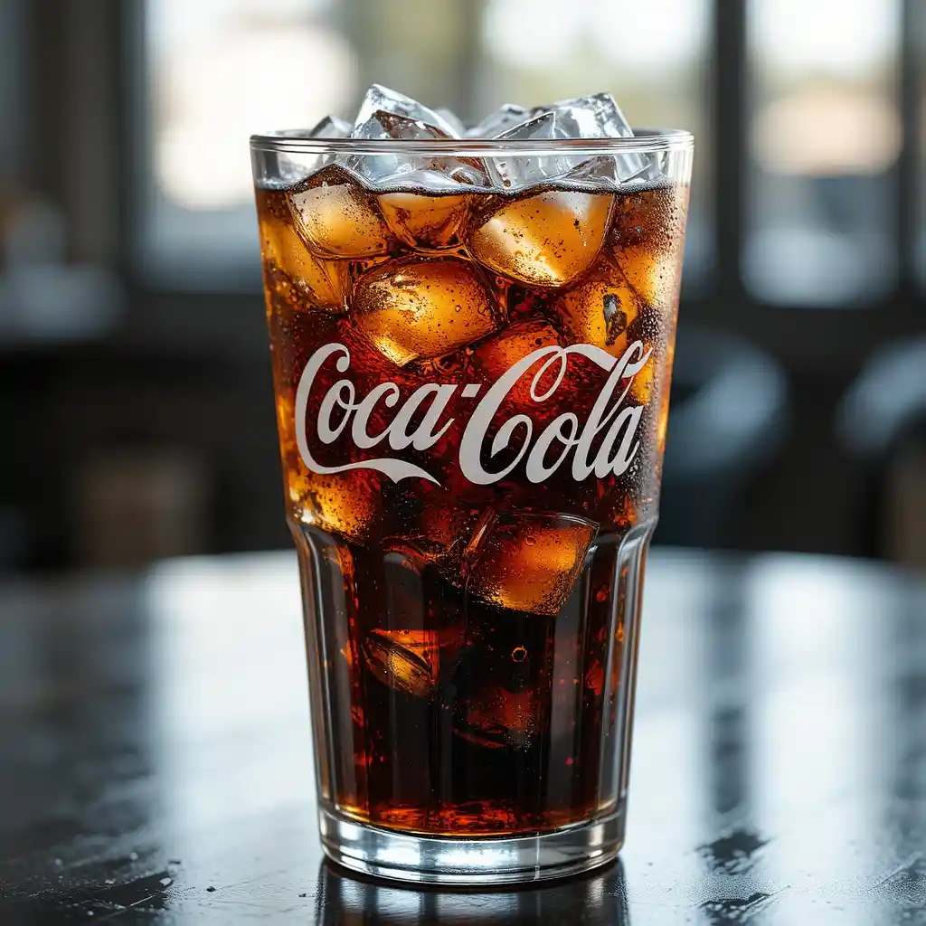 Close up of a fresh cola drink in a fancy glass