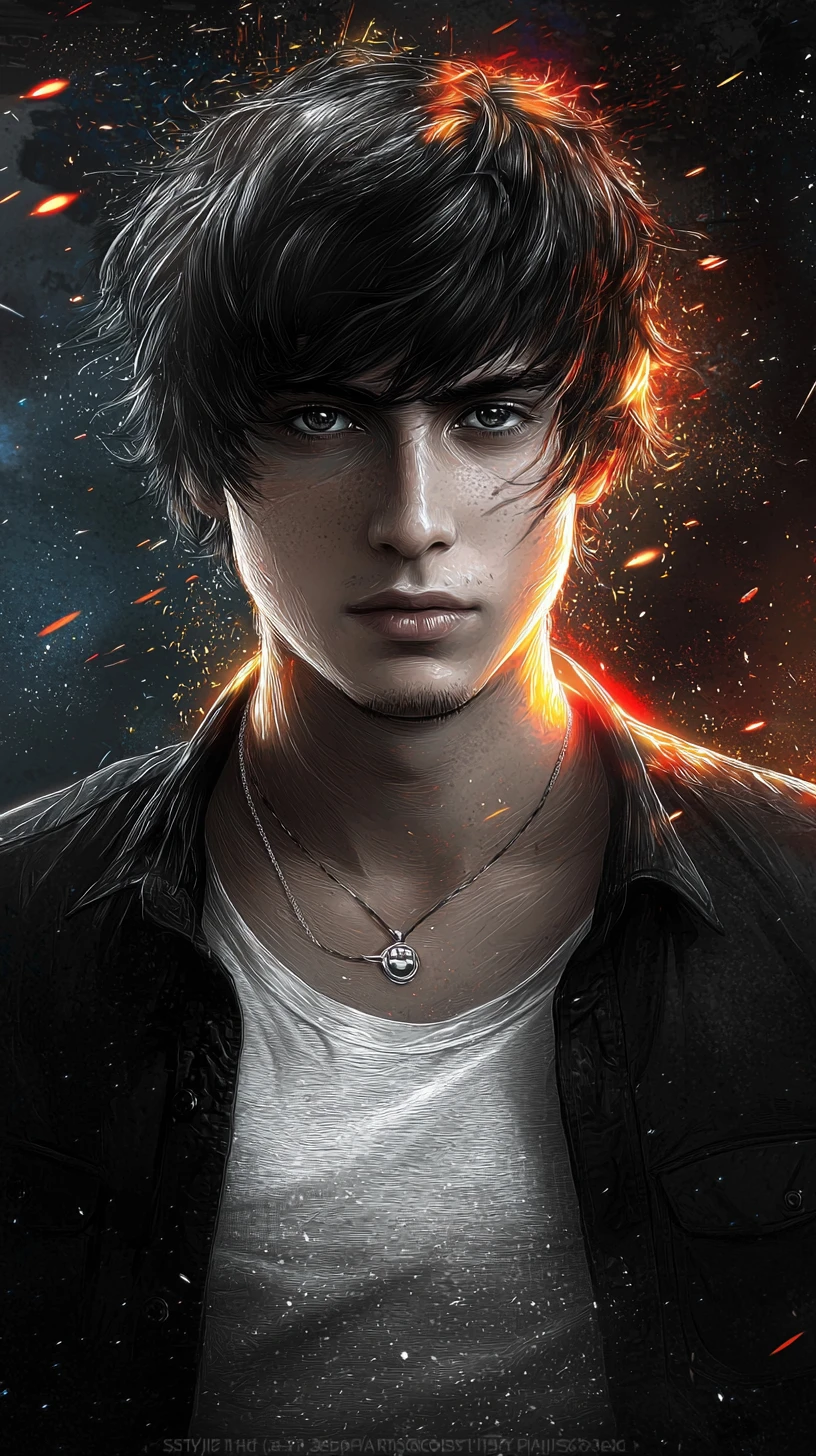 Confident young man in dramatic monochrome portrait