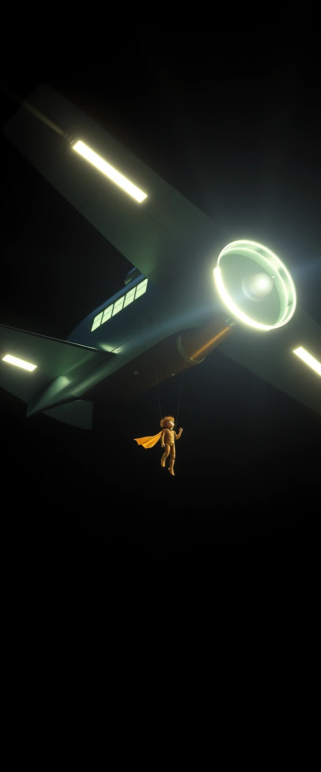 UFO abduction beam illuminating a lone human silhouette