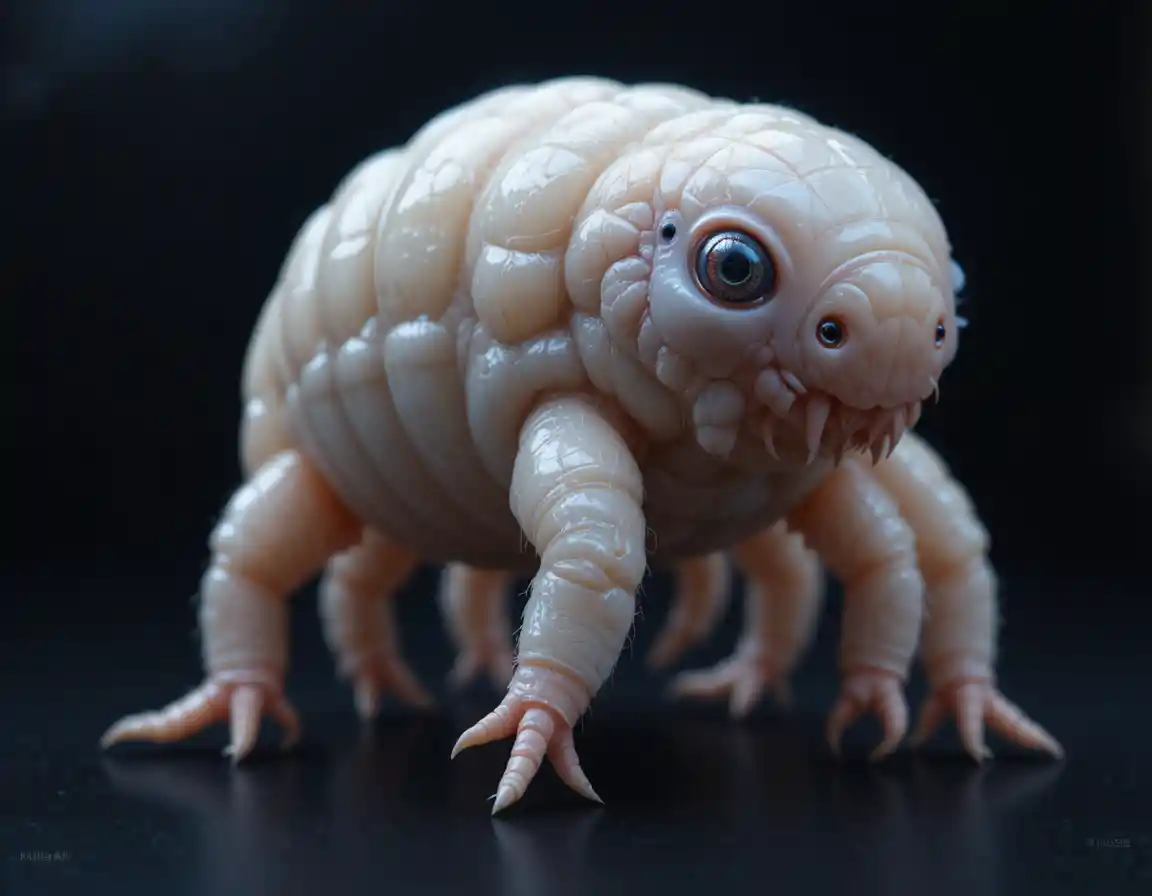 Render 3D macro di un tardigrado con drammatica luce di contorno