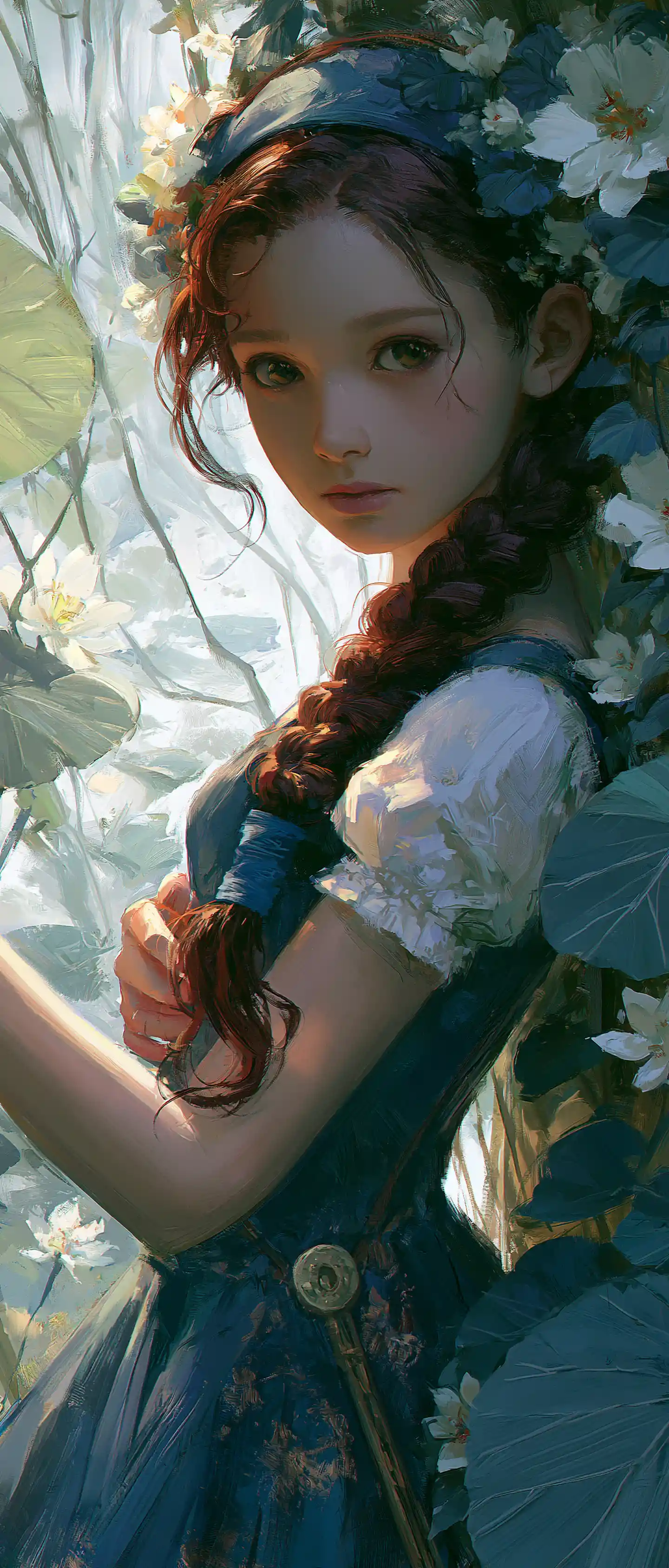 Thoughtful anime girl with deep expressive emotions