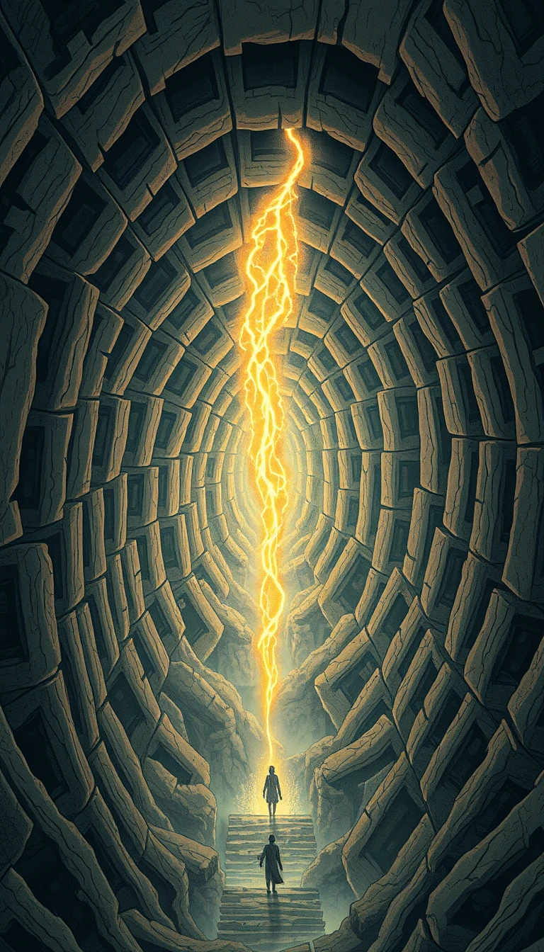 Ancient Spiral Prison Cells Descending Into A Dark Abyss