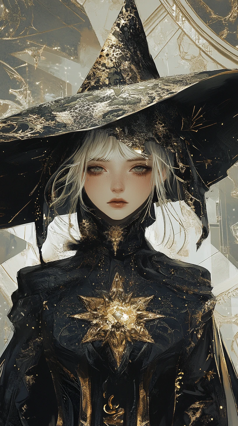Anime witch in luxurious star patterned streetwear