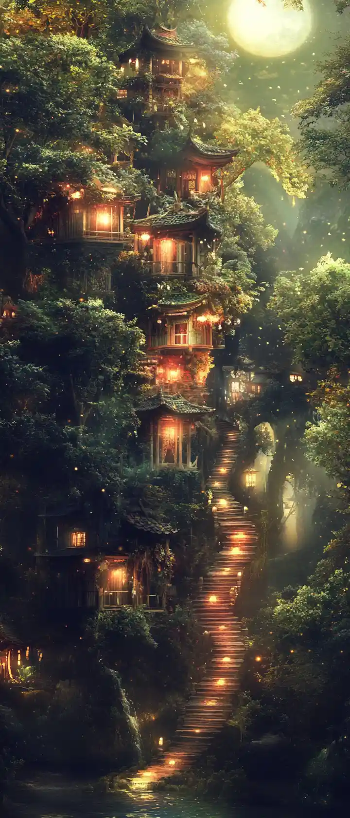 Cheerful surreal landscape with vibrant zen atmosphere