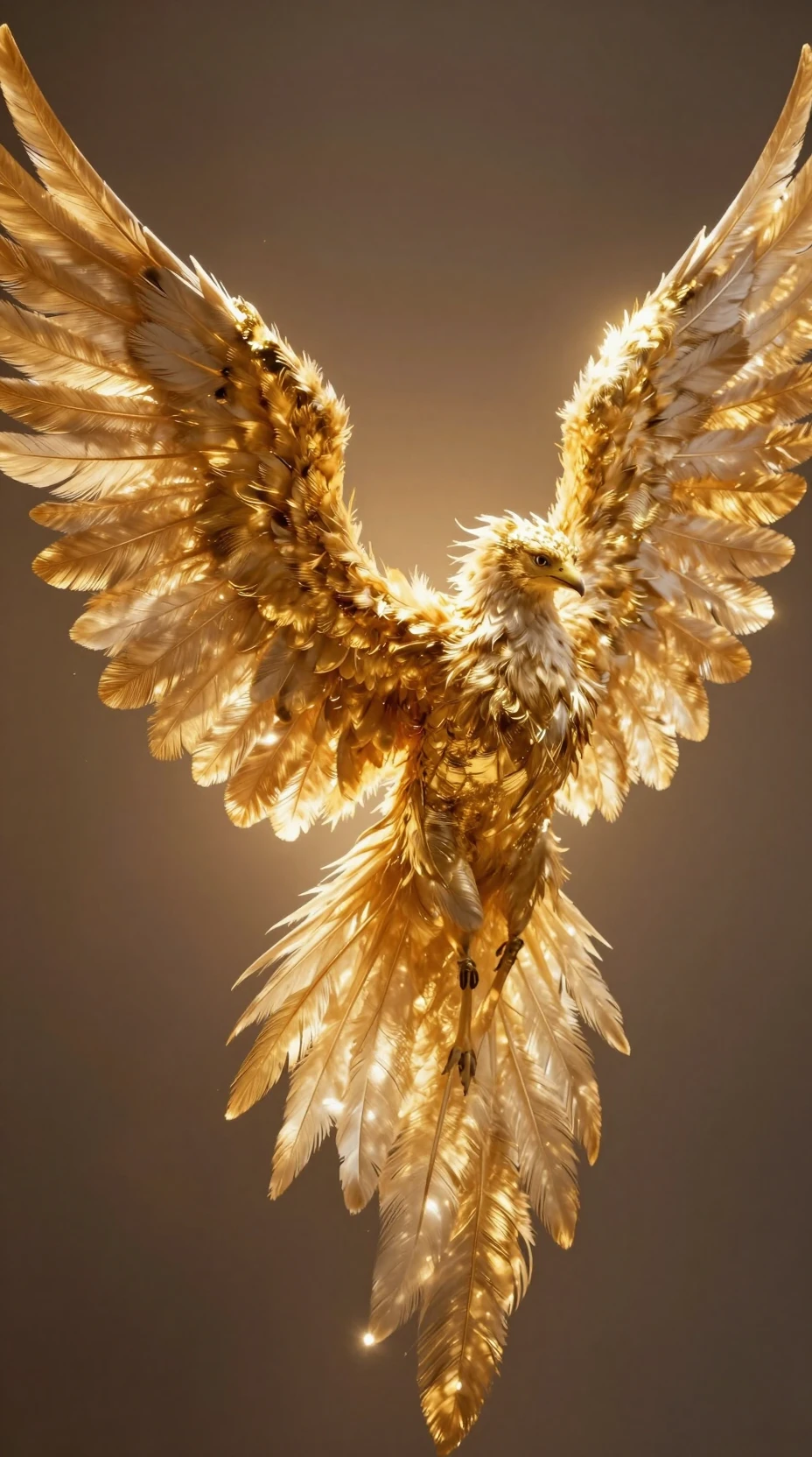 Golden angel wings glowing with warm ethereal backlight