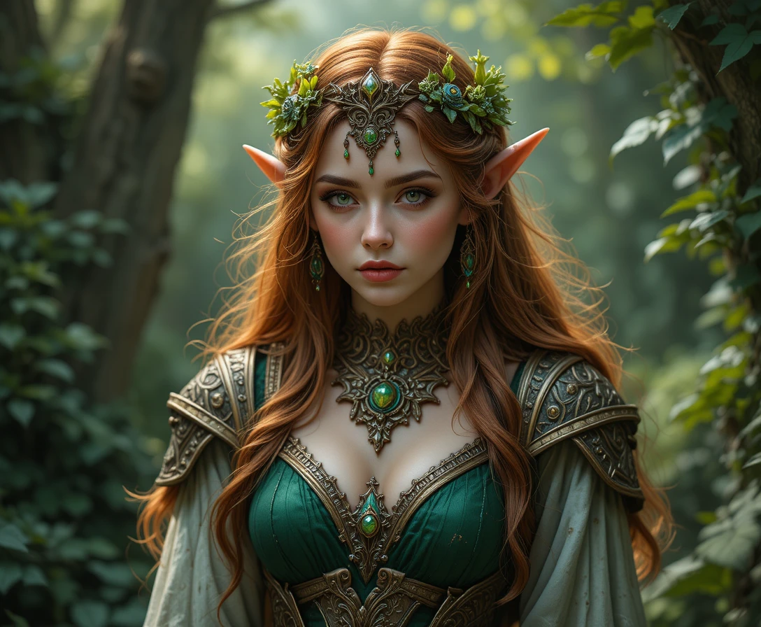 Elf cleric devoted to a serene nature goddess