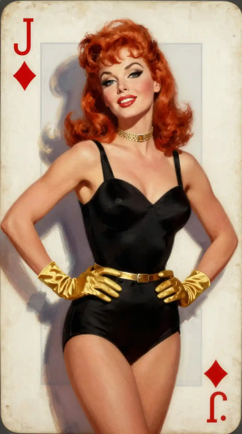 Glamorous 1960s pin up woman in black bodysuit