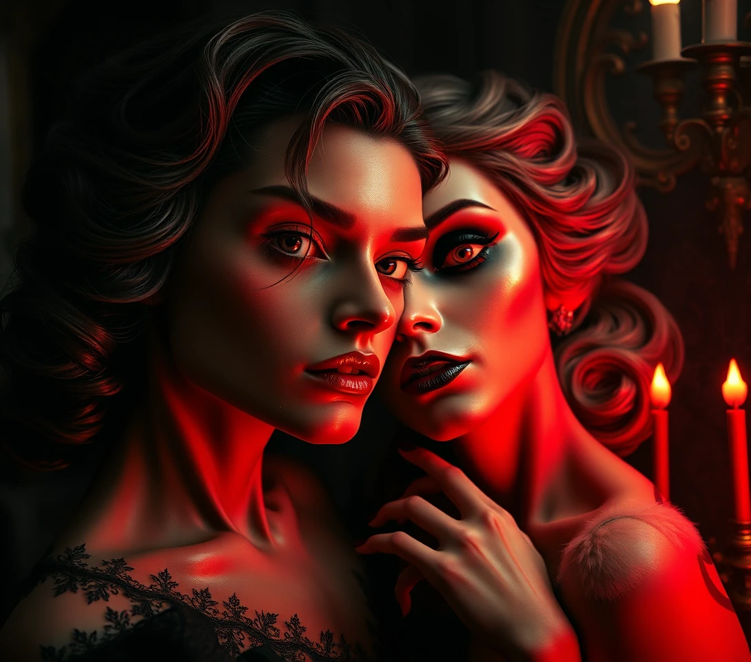 Surreal ethereal women in a decaying victorian interior