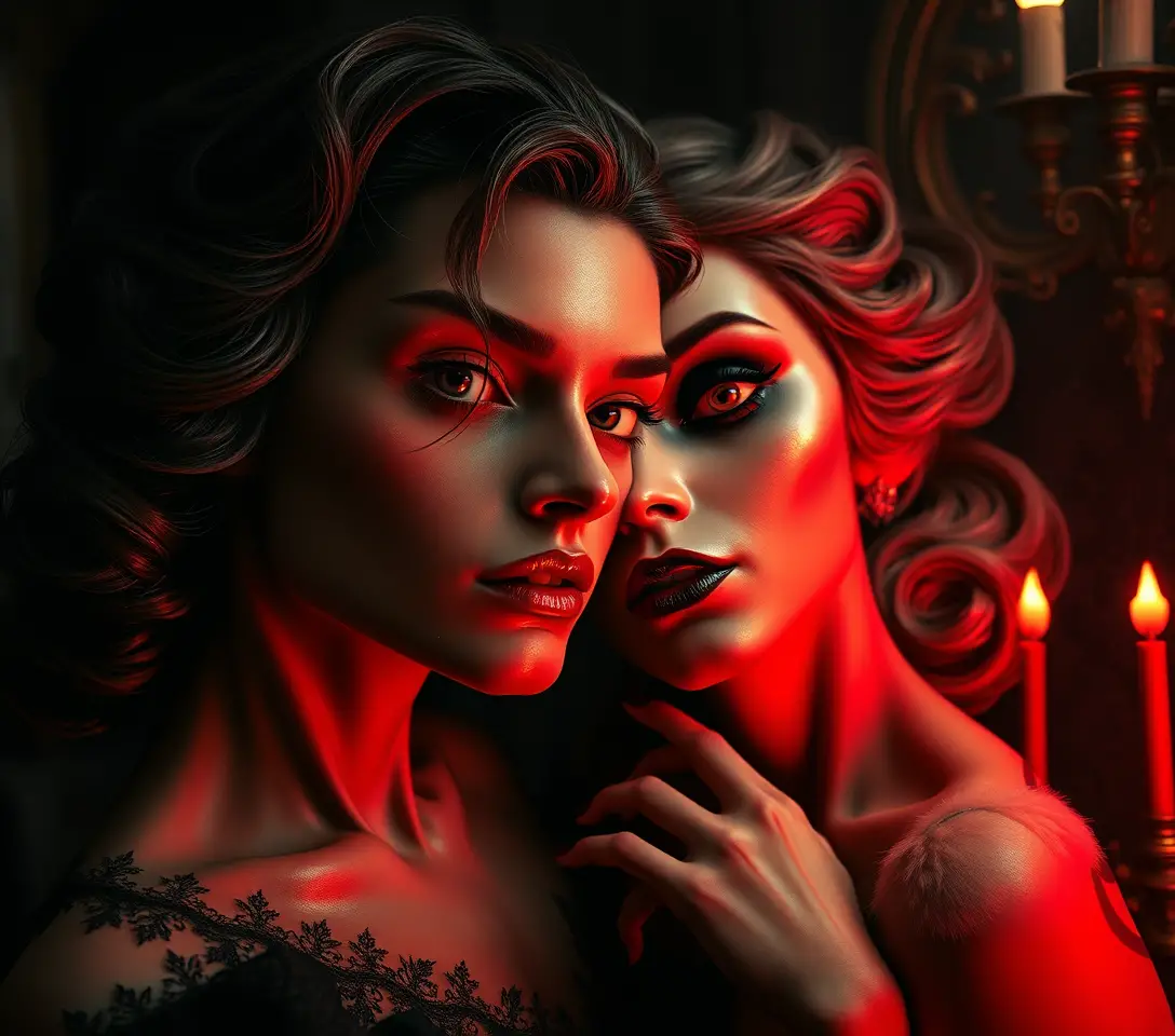 Surreal ethereal women in a decaying victorian interior