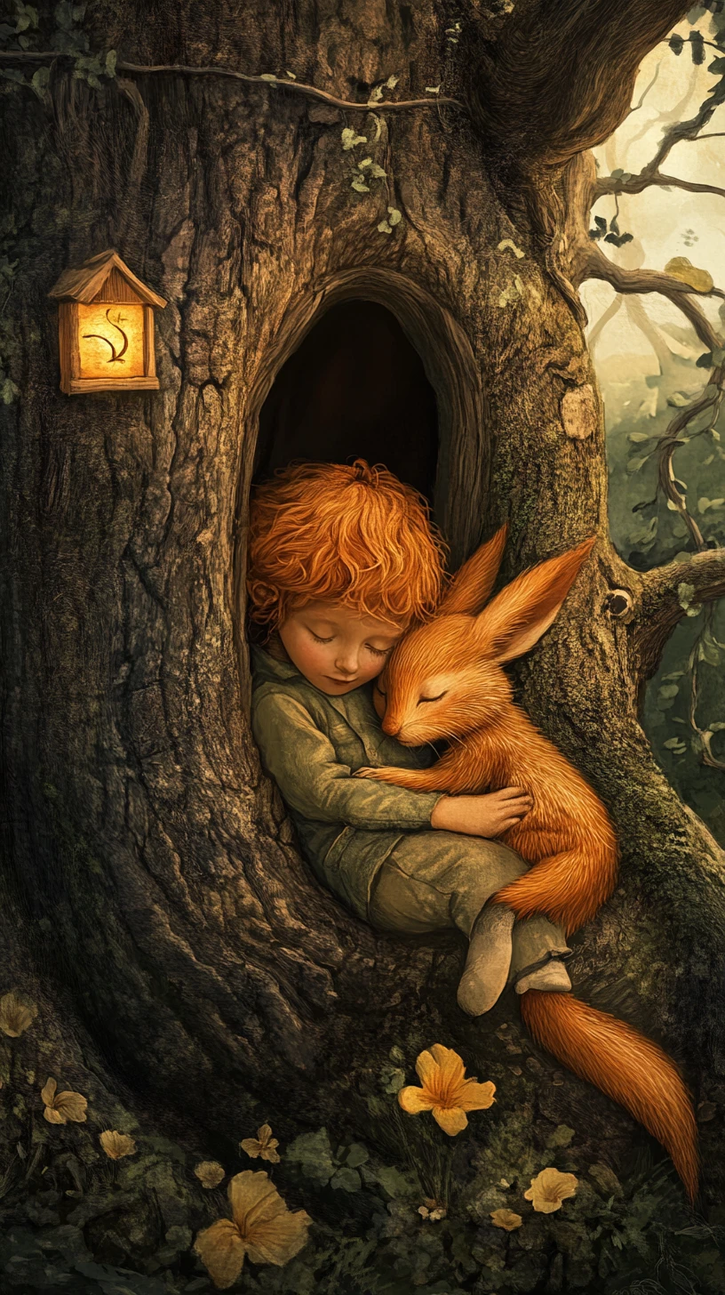 Vintage children storybook style digital illustration scene