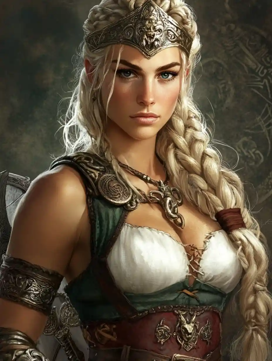 Viking bride goddess with strong graceful warrior beauty
