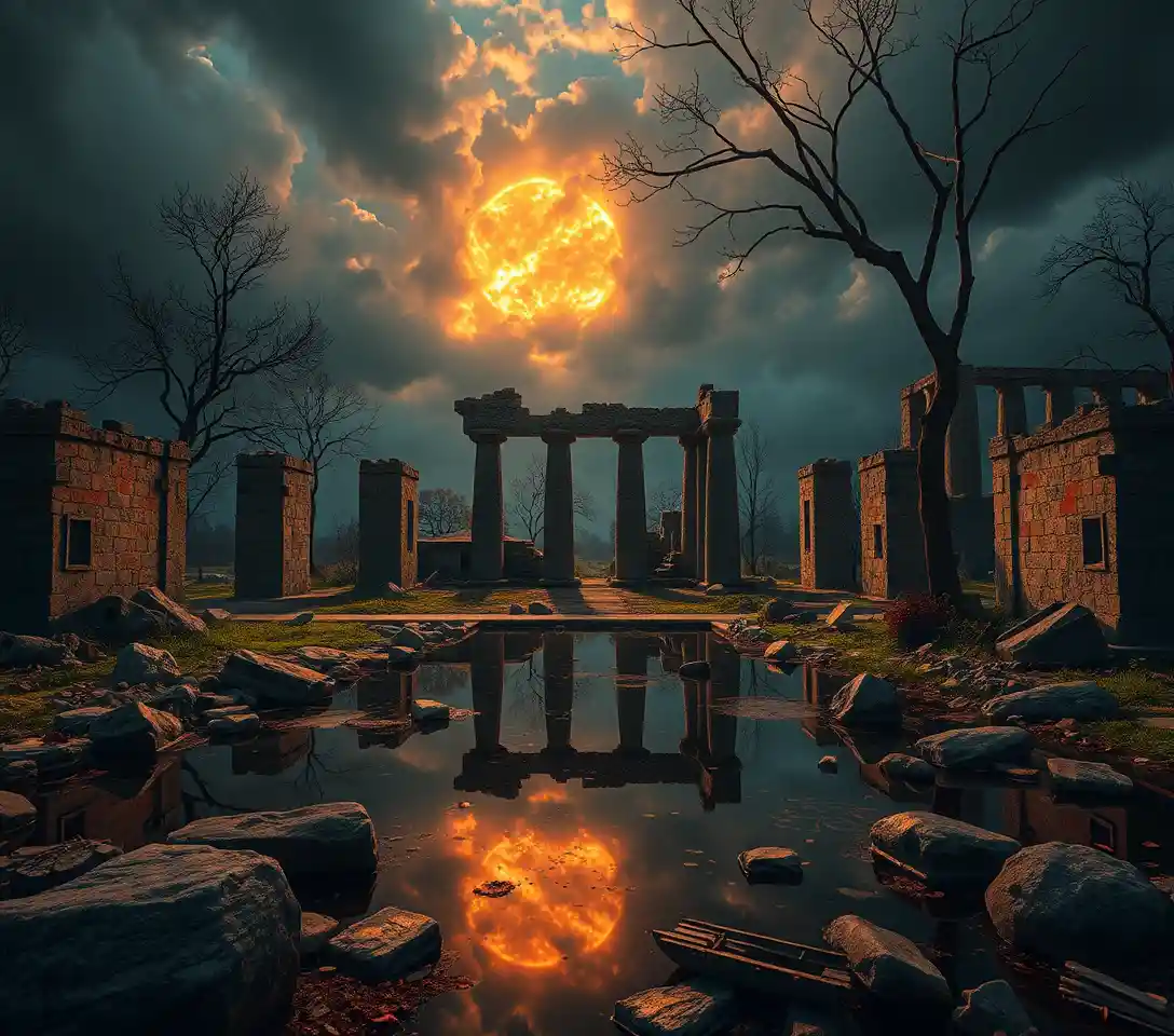 Surreal Nature Reflection In A Dark Dreamlike Realm