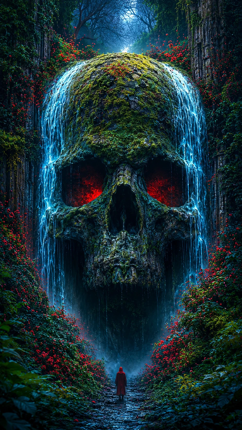 Natural skull shape emerging within colorful rock formations
