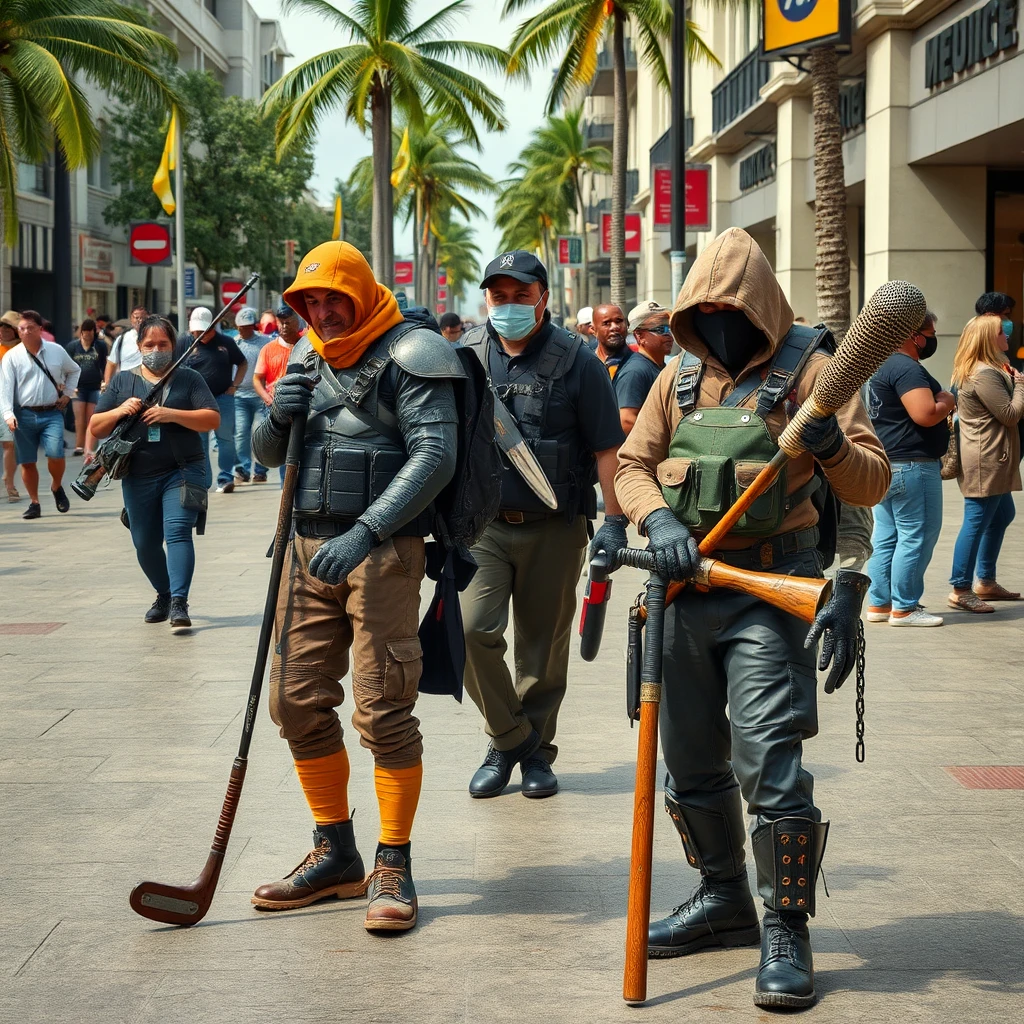 Crowded city street of people displaying everyday gear