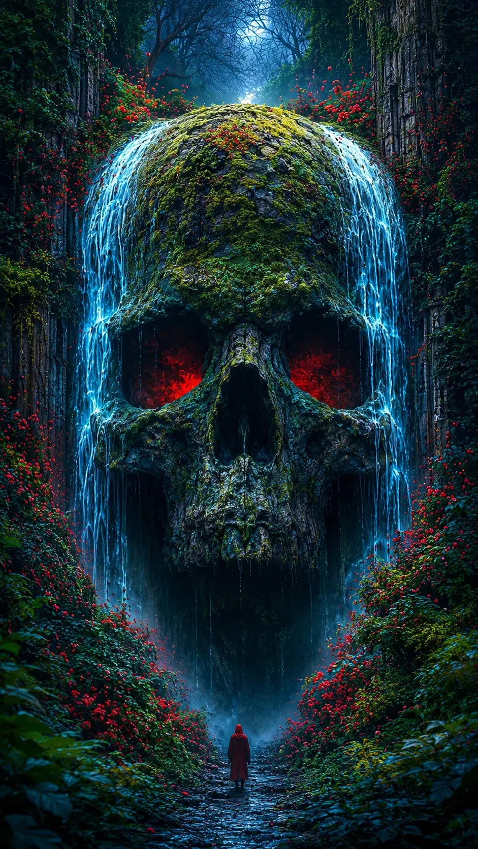 Natural skull shape emerging within colorful rock formations