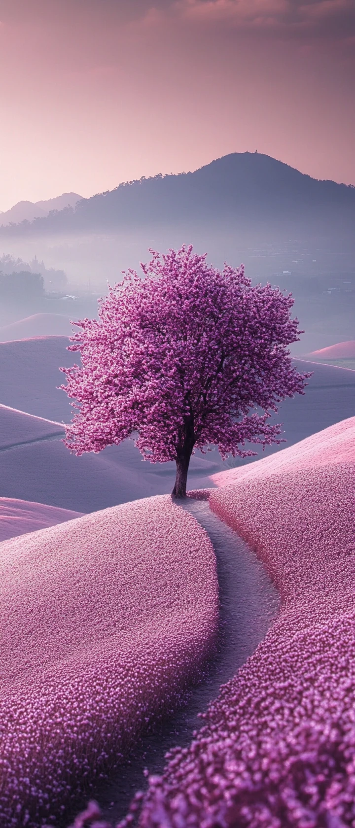 Cheerful surreal landscape with vibrant pastel atmosphere