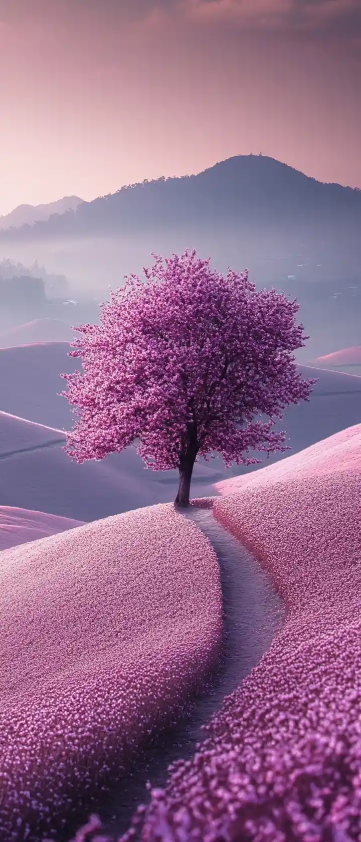 Cheerful surreal landscape with vibrant pastel atmosphere