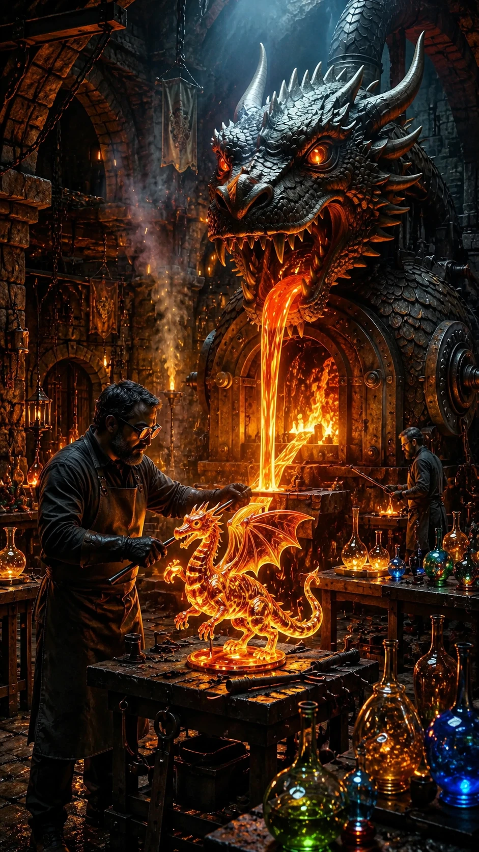 Glassblowers Craft Dragons In An Ancient Mountain Forge