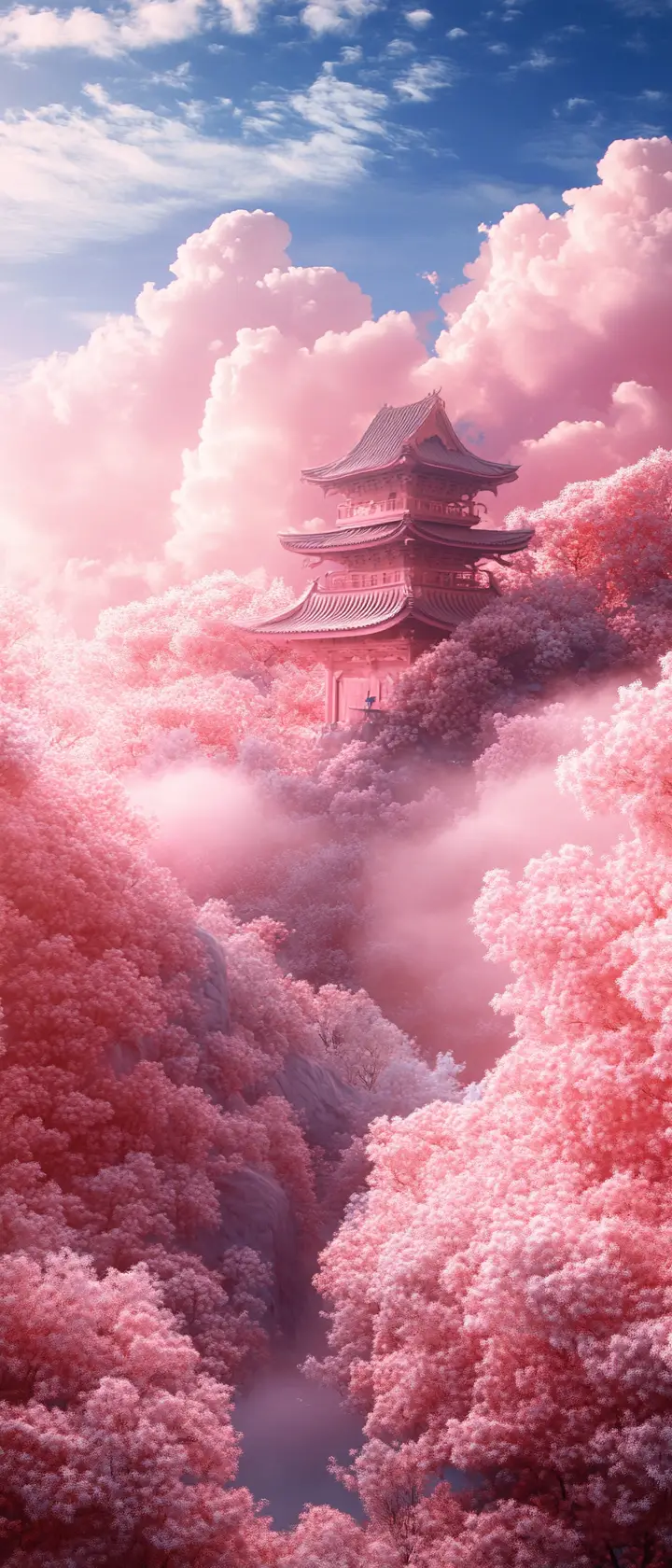 Surreal zen landscape with vibrant pastel artistic photography