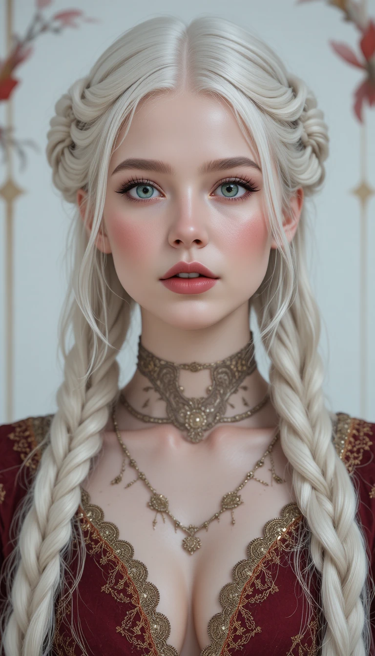 Fantasy inspired portrait of a woman with platinum braids