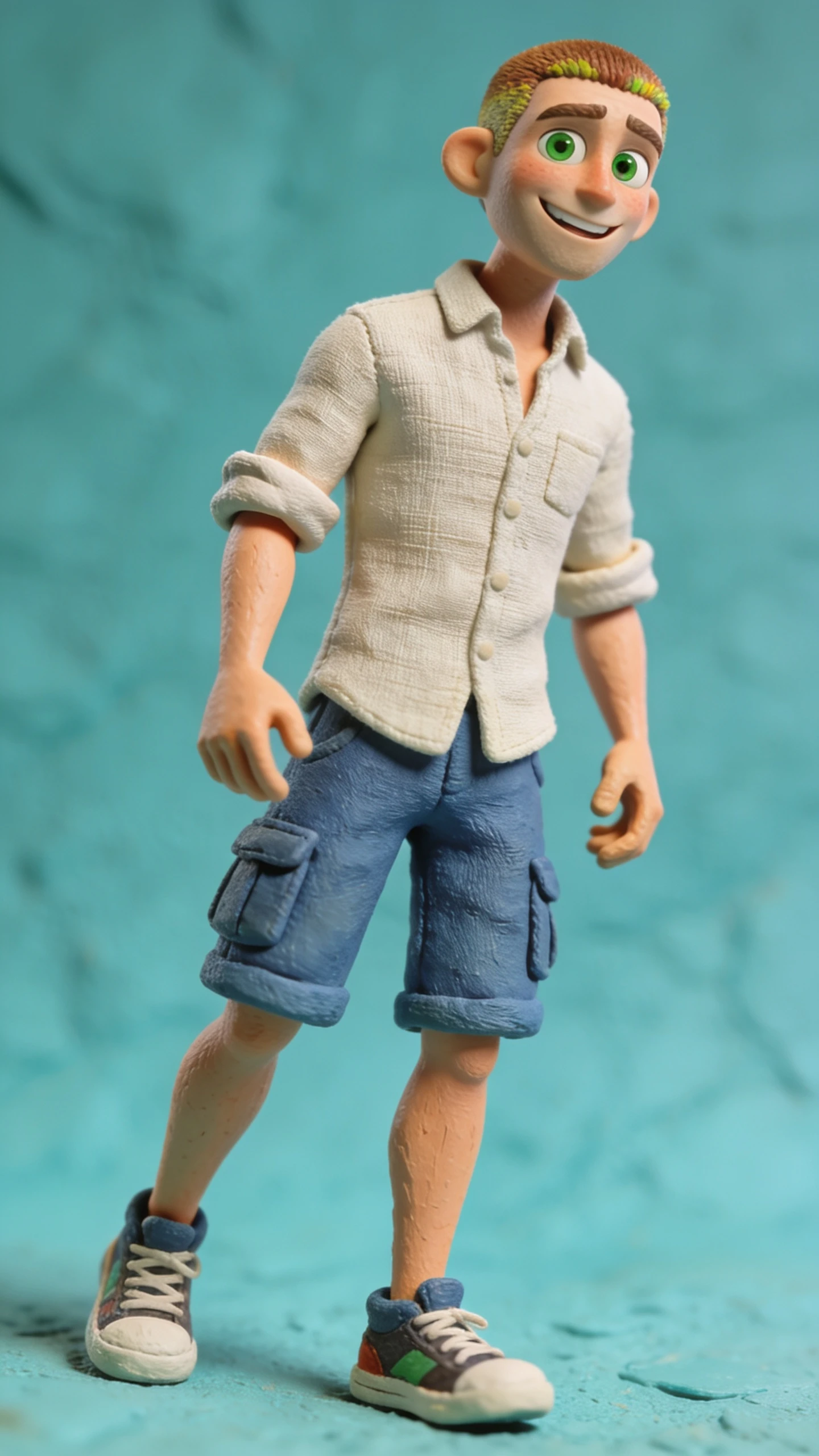 Smiling athletic man in 3D turnaround character view