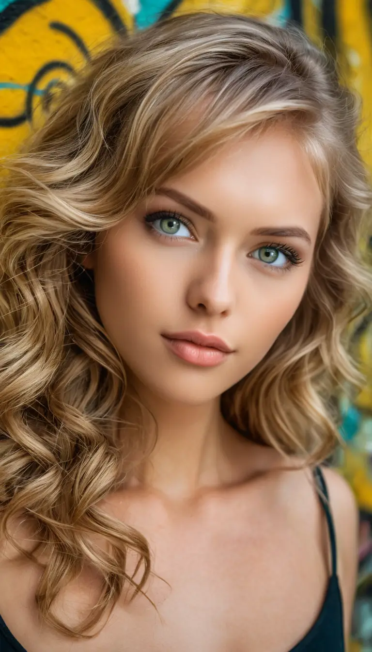 Sensual blonde woman posing in warm outdoor sunlight