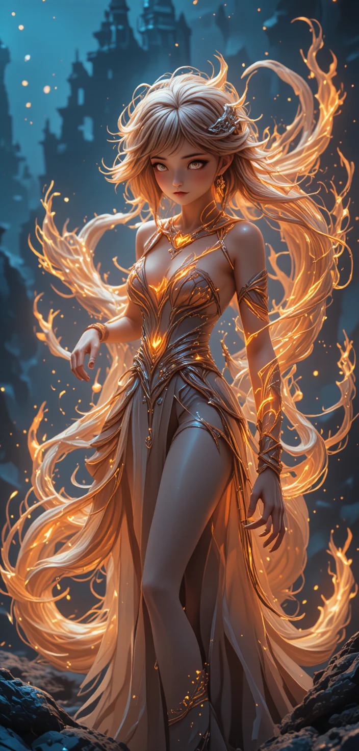 Dragon riding anime girl wreathed in thunder and fire