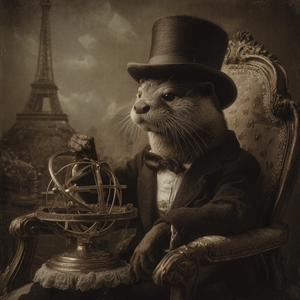 Anthropomorphic Otter Gentleman With Orrery In Vintage Portrait