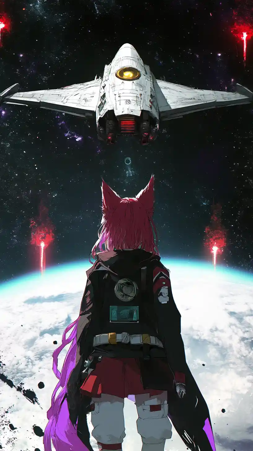 Massive spaceships battling in orbit above a distant world