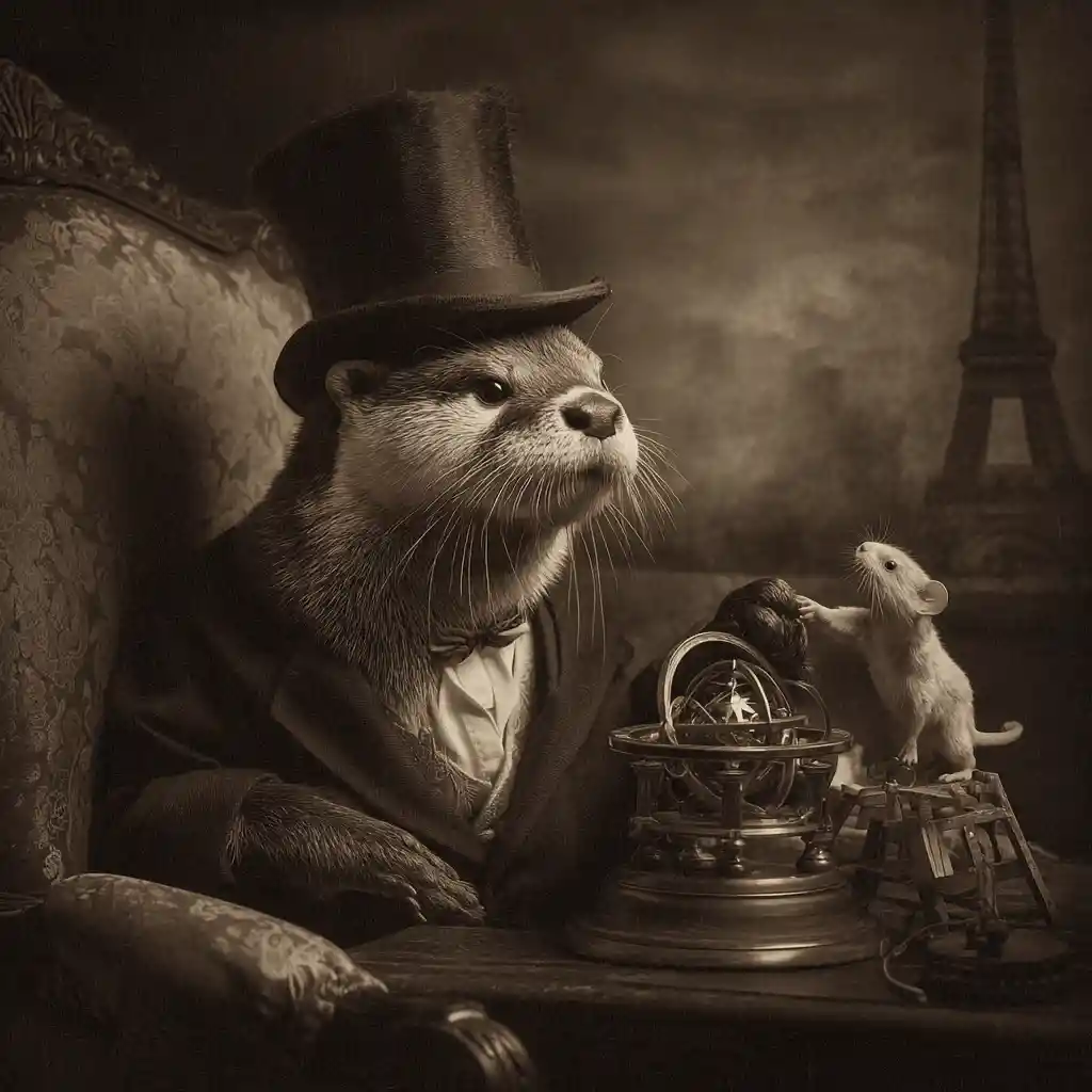 Anthropomorphic Otter In Victorian Suit With Orrery