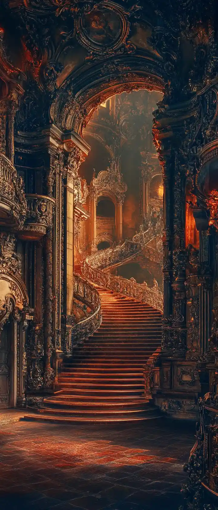 Baroque inspired historical landscape with vivid vibrant lighting