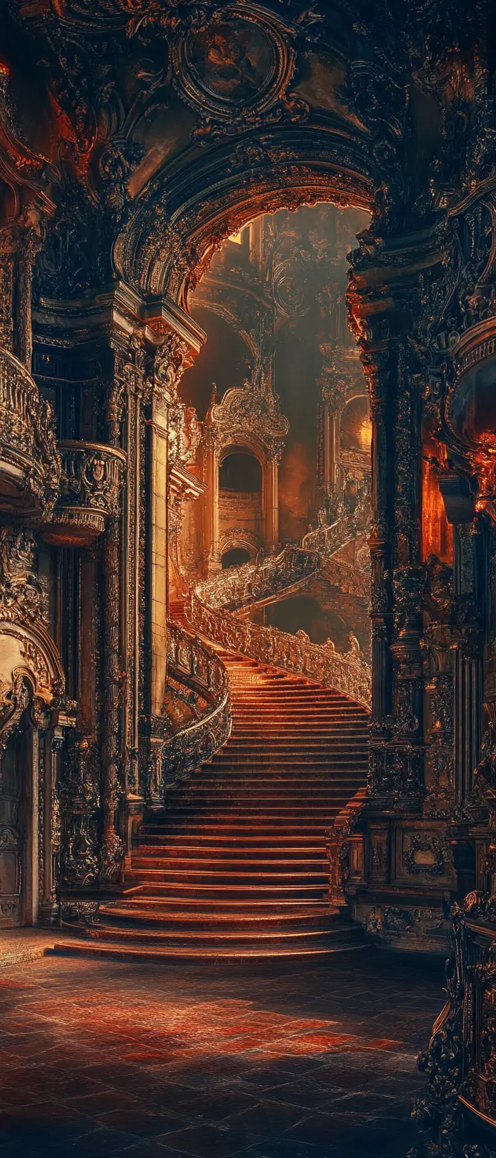 Baroque inspired historical landscape with vivid vibrant lighting
