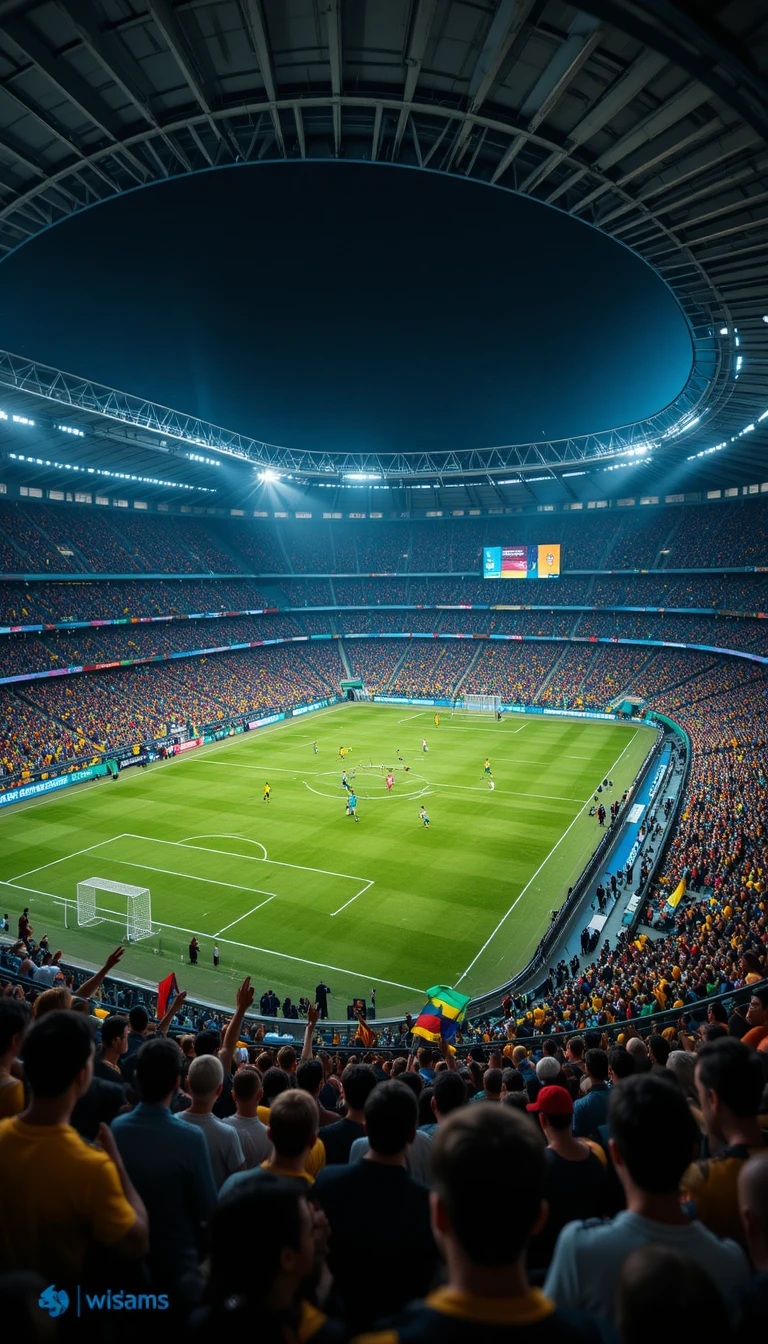 Brazilian soccer match in a packed modern stadium