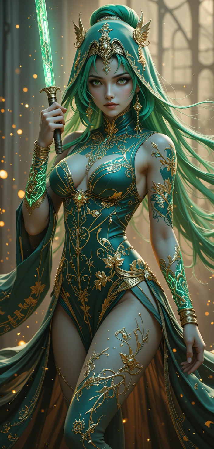 Anime flame empress warrior with glowing katana poised to strike