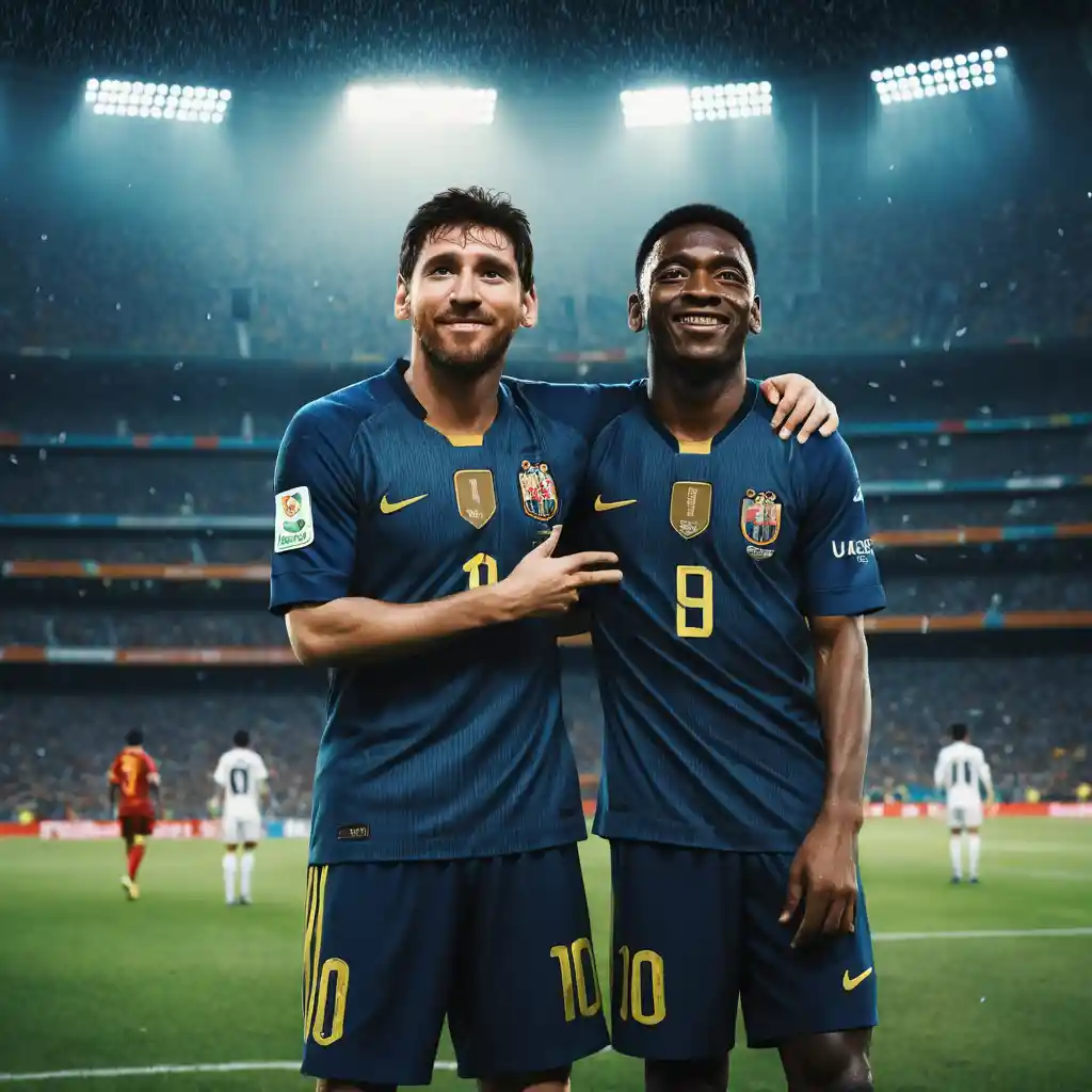 Legendary footballers united under night stadium lights