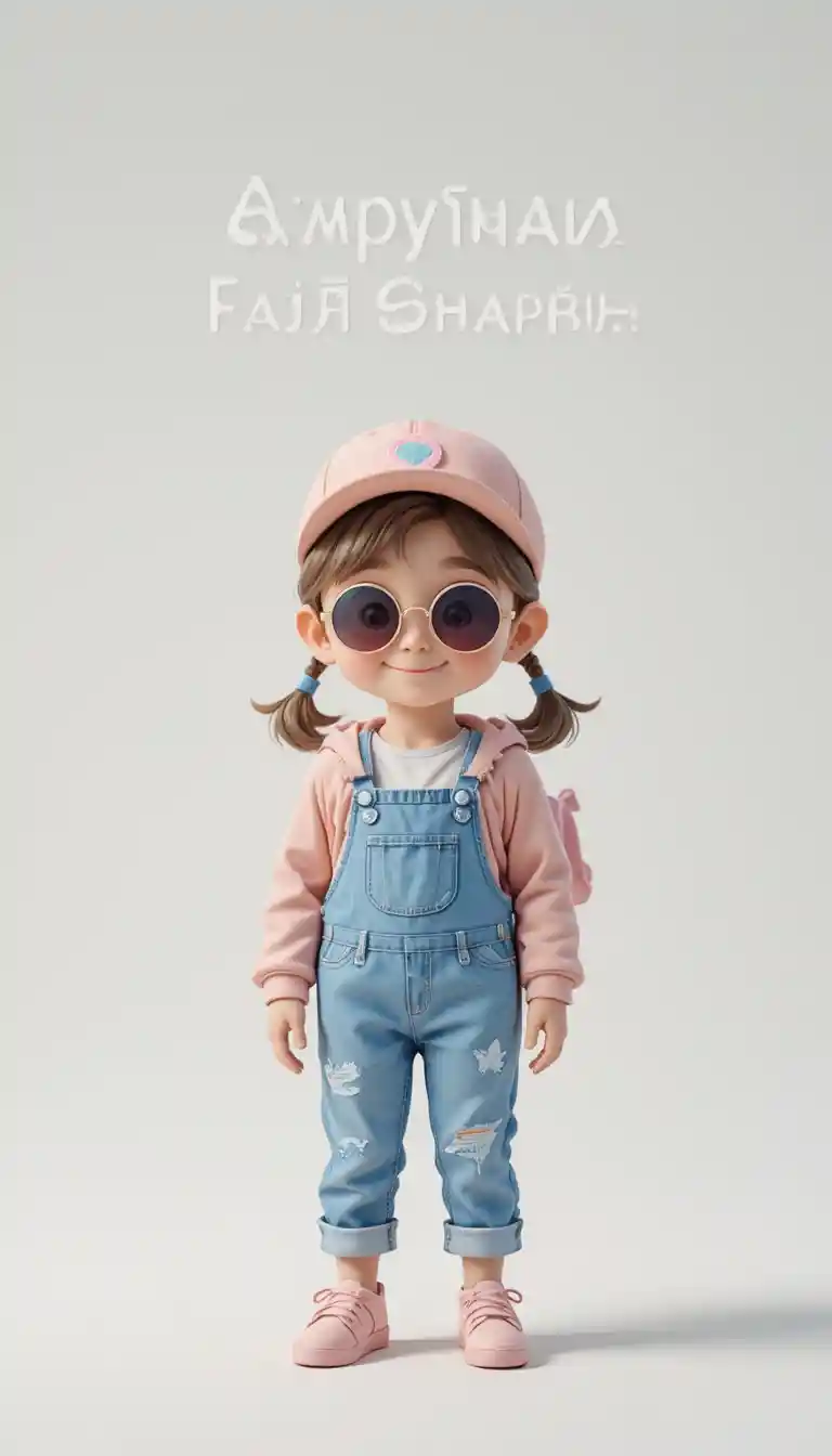 クリーンな白背景でポーズをとるキュートな3D子どもキャラクター