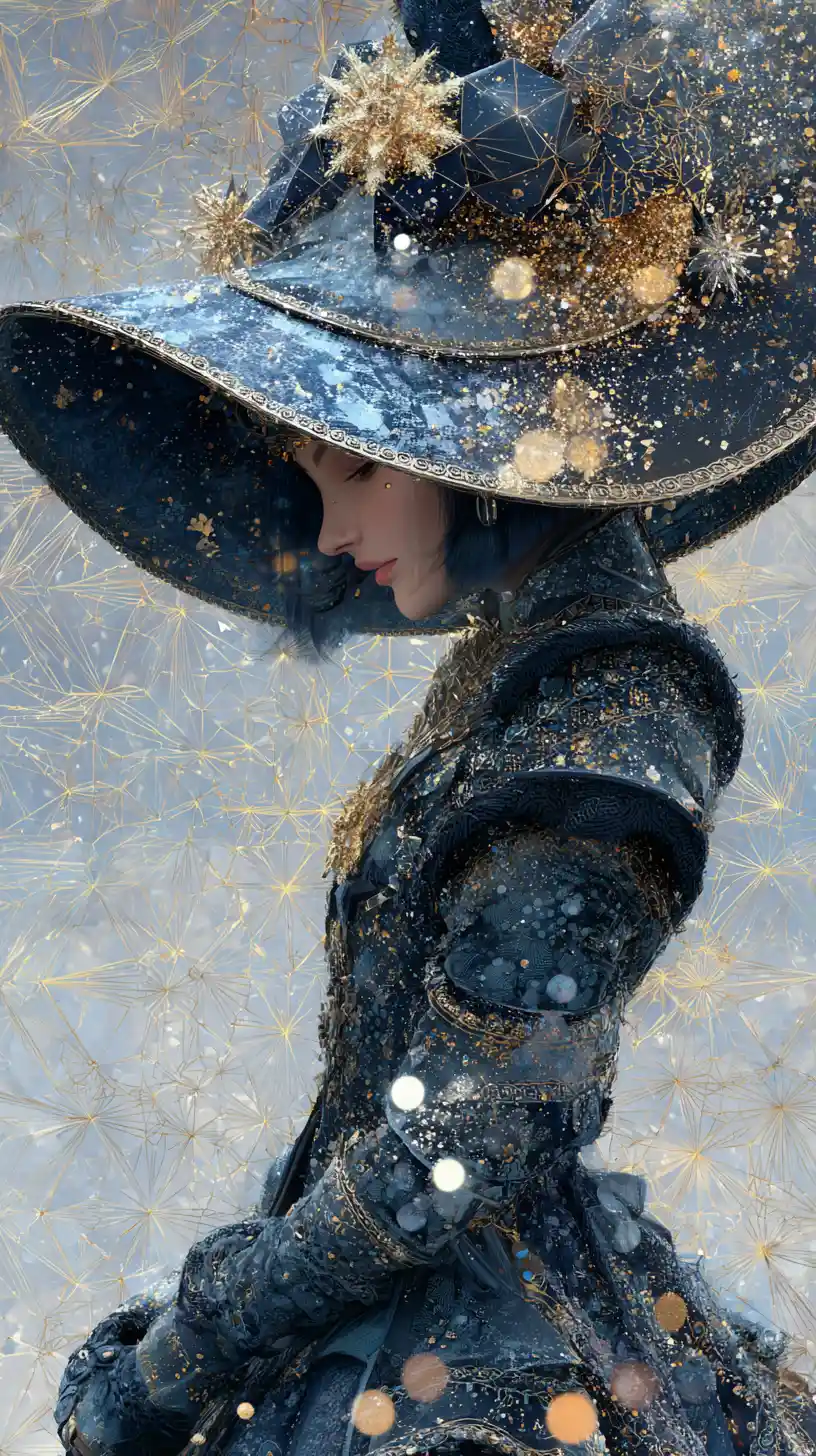 Mystical anime witch in layered street luxury fashion