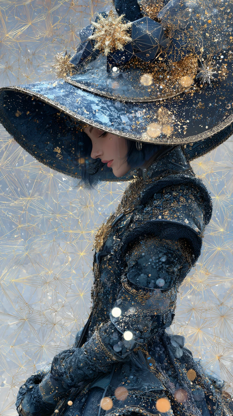 Mystical anime witch in layered street luxury fashion
