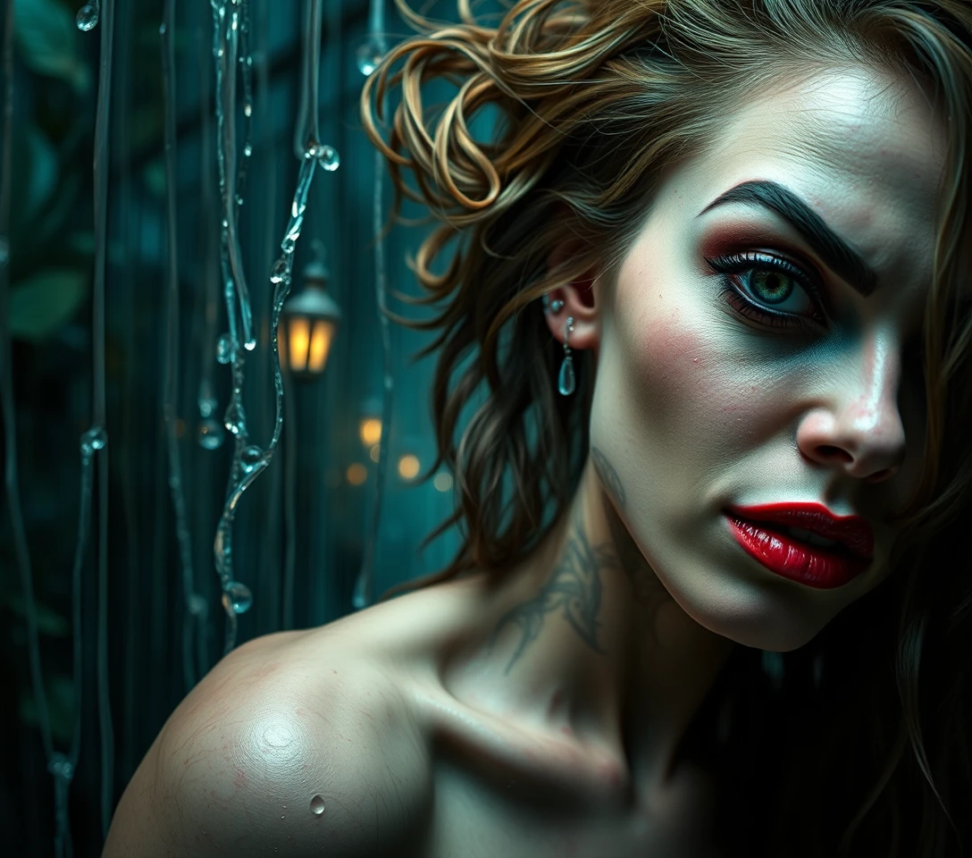 Surreal comic horror scene blending comedy and sensuality