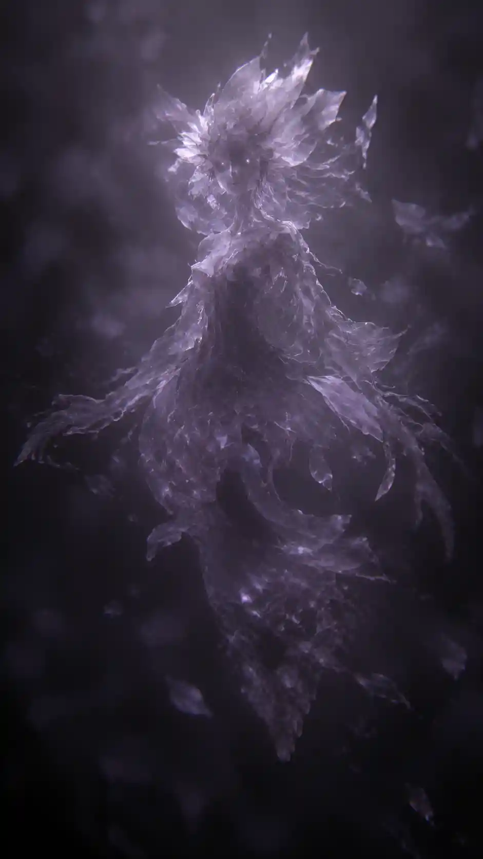 Translucent spirit drifting in soft blurred atmosphere
