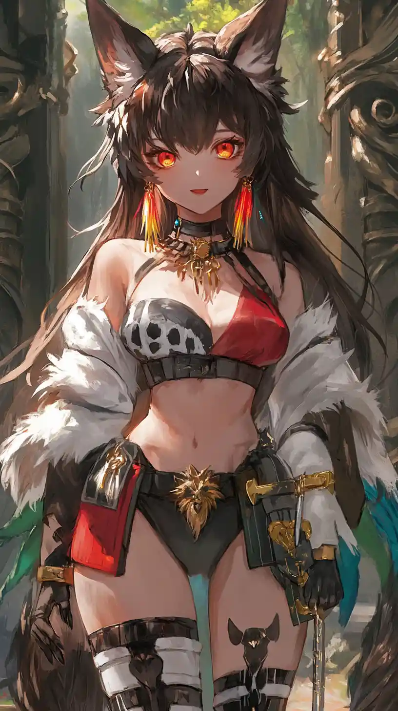 Anime girl in a braided steel and wood fantasy world
