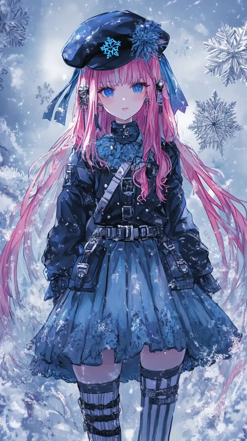 Anime girl with pink hair in ornate fantasy outfit
