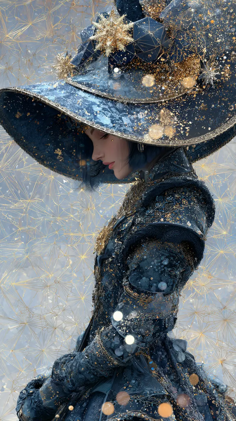 Mystical anime witch in layered street luxury fashion