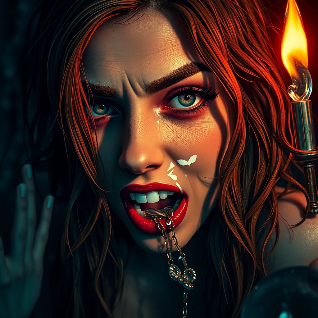 Surreal comic horror scene blending sensuality and fantasy